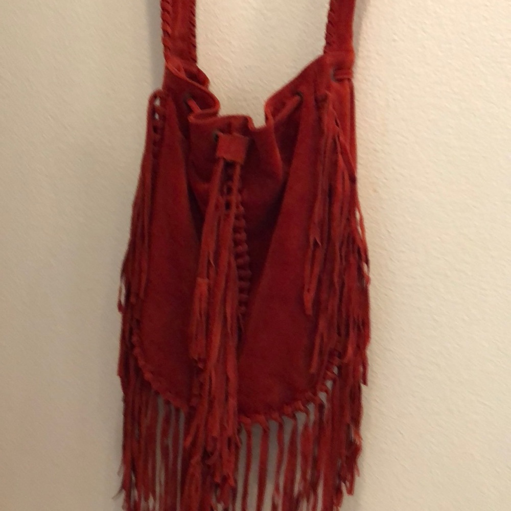 Raj red suede messenger bag
